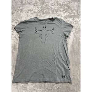 Under Armour T Shirt Womens M Medium Gray Project‎ Rock Bull Short Sleeve Loose
